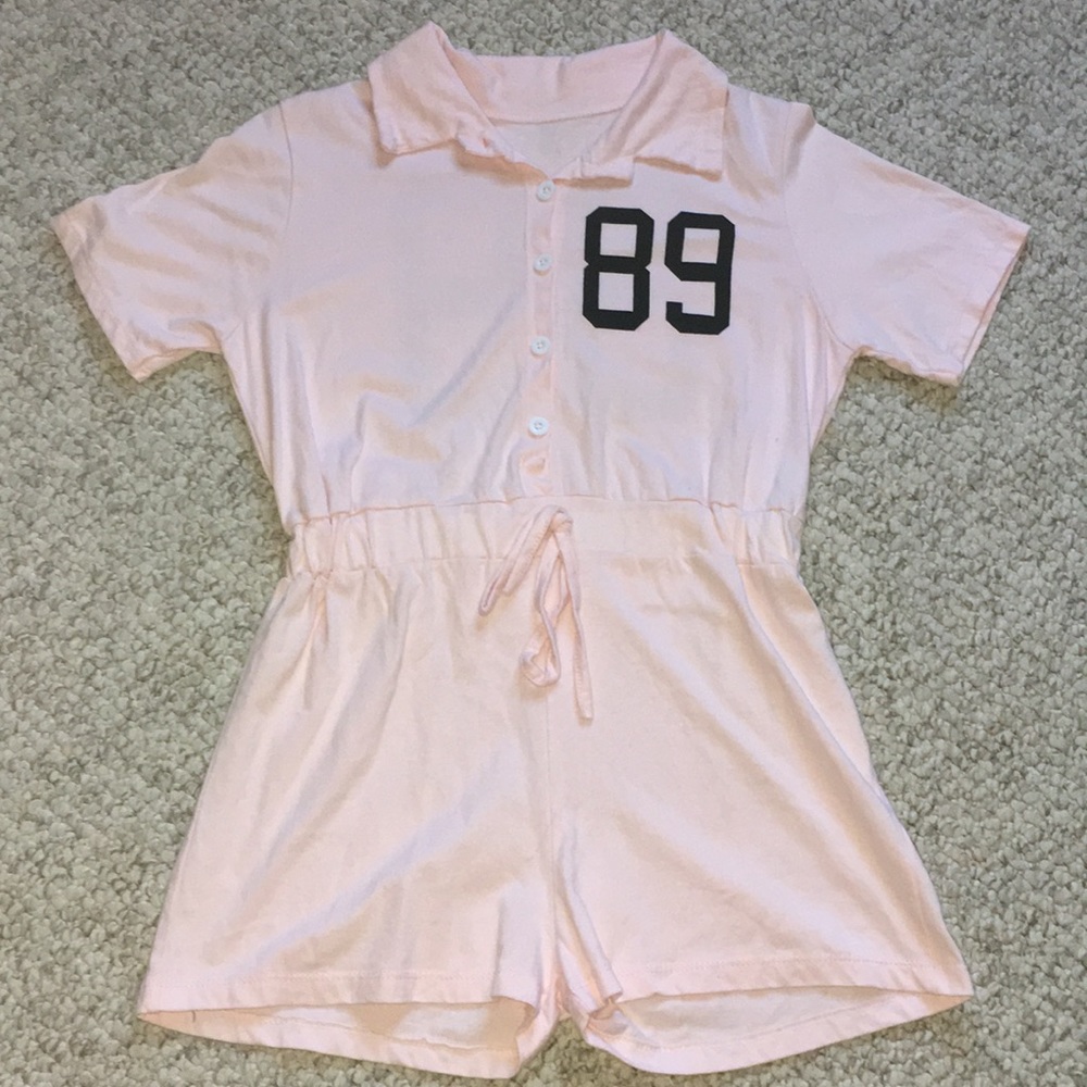Pink button up romper 💕
